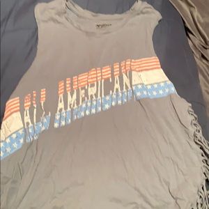 American flag with tassels